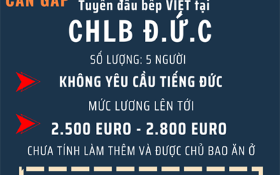 TUYỂN DỤNG ĐẦU BẾP VIỆT LÀM VIỆC TẠI ĐỨC